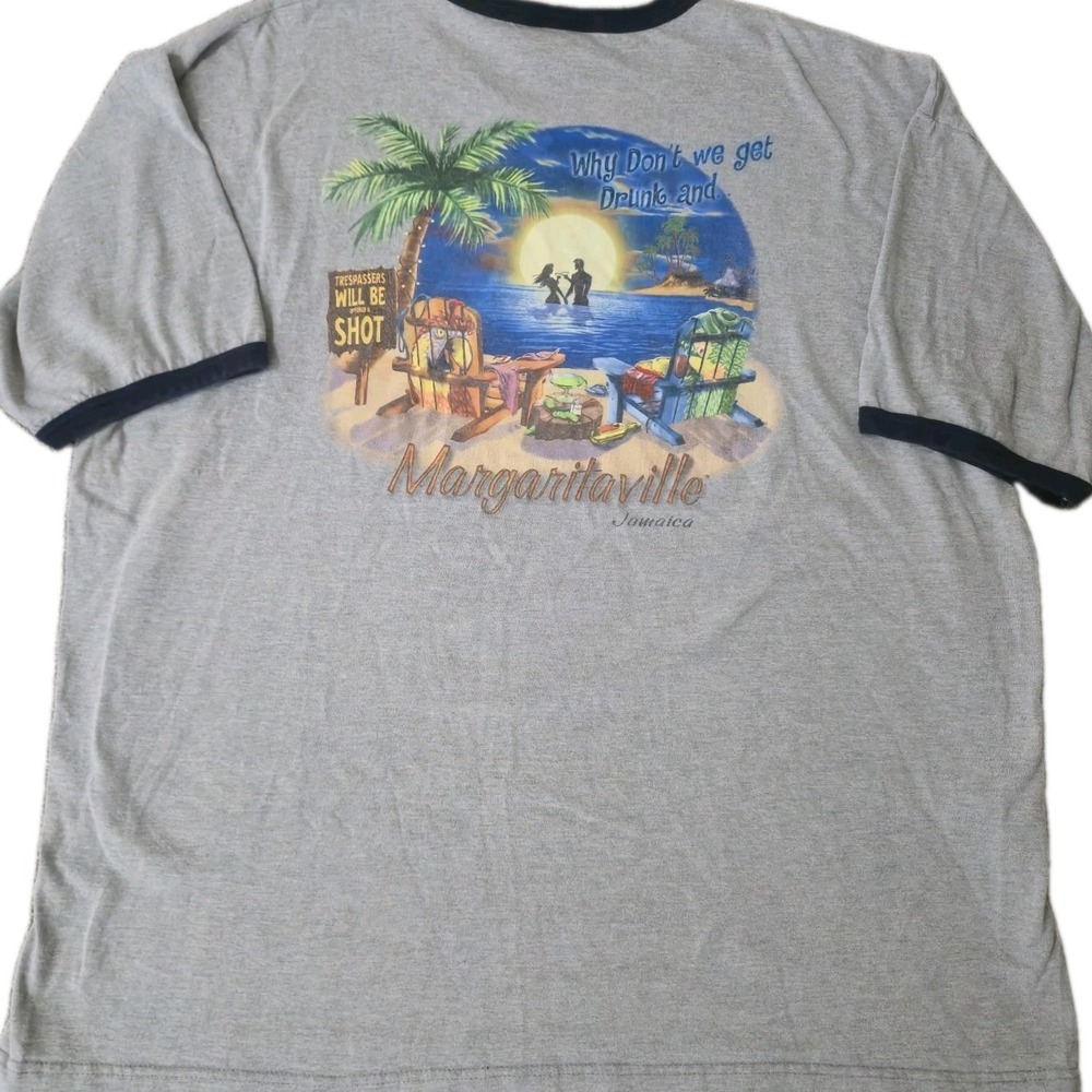 Vintage 90s Jimmy Buffett Jamaica Graphic Ringer T Shirt Size XXL Summer
